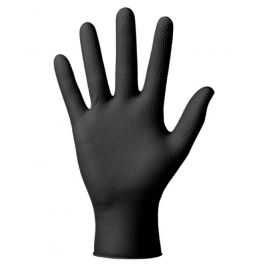 Set 50 bucati Manusi Mercator PowerGrip, Nitril, groase si rezistente, textura diamant, protectie la substante chimice, negru, marimea 2XL