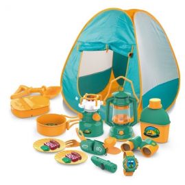 Set camping pentru copii eMazing: cort și 7 Accesorii cu tematică, potrivit pentru interior și exterior, multicolor