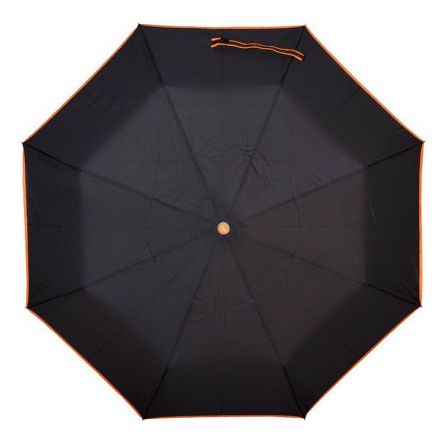 Umbrela telescopica, neagra cu margine portocalie, deschidere si inchidere automata, ? 112cm