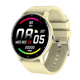 Smartwatch și brățară fitness eMazing ZL02D, cu monitorizare a saturației de oxigen, ritm cardiac, pedometru, notificări, protecție IP67, compatibilitate Android și iOS, vibrații și moduri multi-sport, disponibil în galben.