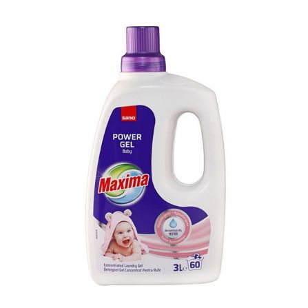 Detergent gel concentrat pentru rufe Sano Maxima Power Gel Baby 60 spalari 3l
