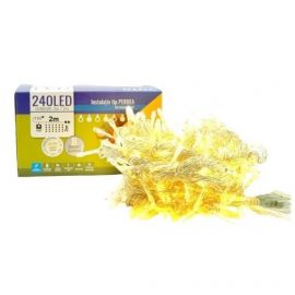Instalatie Craciun eMazing, tip perdea, 2 m X 2 m, 240 LED-uri, prelungitor 1.5 m, 8 jocuri de lumini, interconectabil, fir transparent, interior/exterior, alb cald