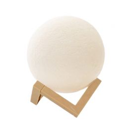 Lampa de veghe luna 3D Moon Light, lumina multicolora LED, 7 culori, schimbare culoare prin atingere, alimentare baterii, fara acumulator, stand din plastic inclus, 12 cm, eMazing
