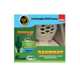 Aparat + Rezervă Lichid, SanoMat pentru  vaporizator electric  împotriva țânțarilor 45 Nopți