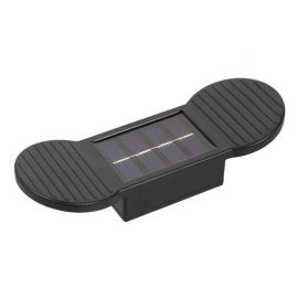 Set lampa de perete cu incarcare solara eMazing, 4 bucati, ABS/Policarbonat, protectie impotriva apei IP65, 2 surse de iluminare SMD, destinata montajului pe perete sau trepte, 1.2V, 600mAh, 16 x 5.9 x 3.3 cm, lumina alba calda,negru