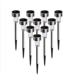 Lampa solara Led decorativa pentru gradina, Argintie, eMazing, Lumina Alb Rece, set 10 buc