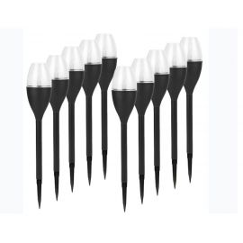 Lampa solara LED tip pahar de vin pentru gradina eMazing, inaltime 37.5 cm, efect de flacara, material PVC si ABS, 2V, 200mAh, multicolor, set 10 buc