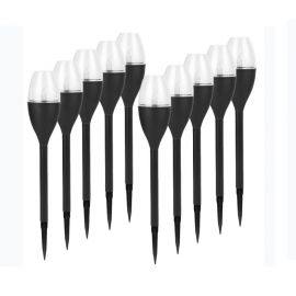 Felinar solar cu LED model cupa de vin pentru curte eMazing, inaltime 37.5 cm, lumina tip flacara, realizat din PVC si ABS, 2V, 200mAh, nuanta alba calda, 10 buc