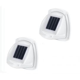 Corp iluminat solar exterior perete 8 LED, 8.5 x 9 cm, 2V, 600mAh, rezistent la intemperii, carcasa ABS, lumina alb rece, eMazing, Set 2 buc