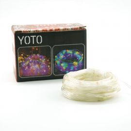 Instalatie de Craciun eMazing, liniara, cu 100 micro Led-uri, 10 m, 220V, conectare la retea, cu 8 jocuri de lumini, interior/exterior, fir transparent, multicolor