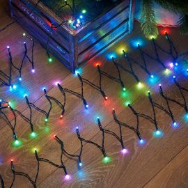 Instalatie de Craciun liniara, eMazing, 17 M, din care 1M cablu priza 220V, 200 LED, 8 jocuri de lumini, controler, fir negru, multicolor