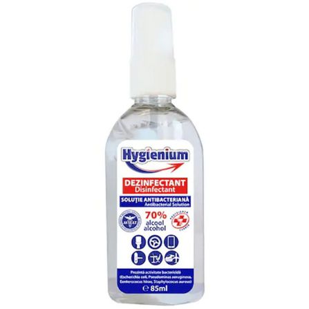 Solutie dezinfectanta pentru maini Hygienium, efect antibacterian, 85 ml