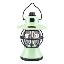 Lampa de camping eMazing retro portabila, Felinar Vintage LED ABS, Acumulator inclus 1200 mAh, reincarcabila, 3 moduri de iluminare, intensitate reglabila, Mint