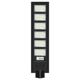 Lampa solara stradala eMazing, cu telecomanda, senzor de miscare si lumina, suport prindere, 288 LED-uri, IP65, ABS, 15AH, 300W, temperatura culoare 6500K, 79x18.8x5 cm, autonomie 10-12 ore, negru