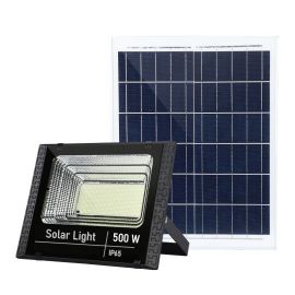 Proiector LED SMD 500W cu incarcare solara eMazing, panou solar, cu telecomanda, suport prindere, material ABS, 18AH, 400 LED-uri, temperatura culoare 6500k, 32x26x9 cm, negru
