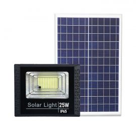 Proiector LED SMD 25W cu incarcare solara eMazing, panou solar, cu telecomanda, suport prindere, material ABS, 1.2AH, 44 LED-uri, 79Lm, 13x13.5 cm, negru