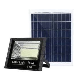 Proiector LED SMD 65W cu incarcare solara eMazing, panou solar, cu telecomanda, suport prindere, material ABS, 3AH, 114 LED-uri, 271Lm, 20x15 cm, negru