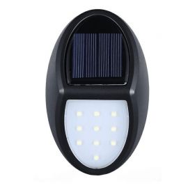 Aplica solara LED pentru perete eMazing, in forma ovala, 10 LED-uri, lumina puternica, IP65, 12 x 7.5 cm, 1.2 V, 300 mAh, autonomie 8-10 ore, alb rece