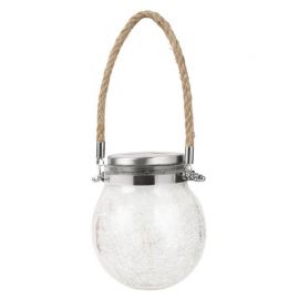Lampa solara decorativa pentru exterior eMazing, IP65, 20 LED-uri, 600mAh, 14 x 12 cm, cu agatatoare, model borcan rotund, multicolor