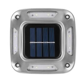 Set 4 buc lampa solara LED pentru gradina eMazing, 8 LED-uri, prindere de perete sau impamantare, IP65, forma patrat, material ABS si Policarbonat, 9 x 9 cm, baterie 1.2V, 600 mah, alb rece
