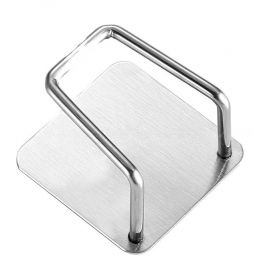 Organizator compact de bucătărie eMazing: cu adeziv, carlig-suport pentru burete, accesorii bucătărie, dimensiuni 5x5x3,5 cm, oțel Inoxidabil, gri