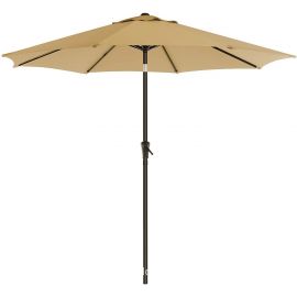 Umbrela rotunda de soare eMazing, pentru terasa, diametru 2.70 m, cu inclinare, manivelă, culoare crem