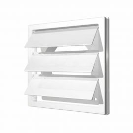 Grila ventilatie Ø150-160mm patrata cu lamele gravitationale, exterior 190х190, ASA plastic Alb